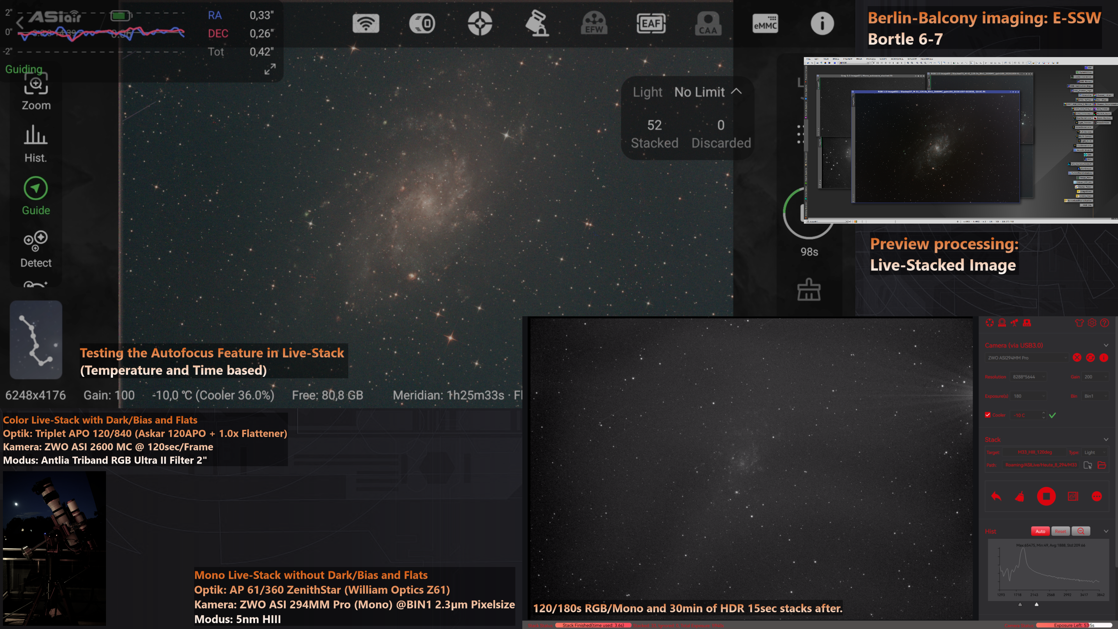 Livestream-Bild (OBS): Dreiecksgalaxie M33 / Livestream image (OBS): Triangulum Galaxy M33
