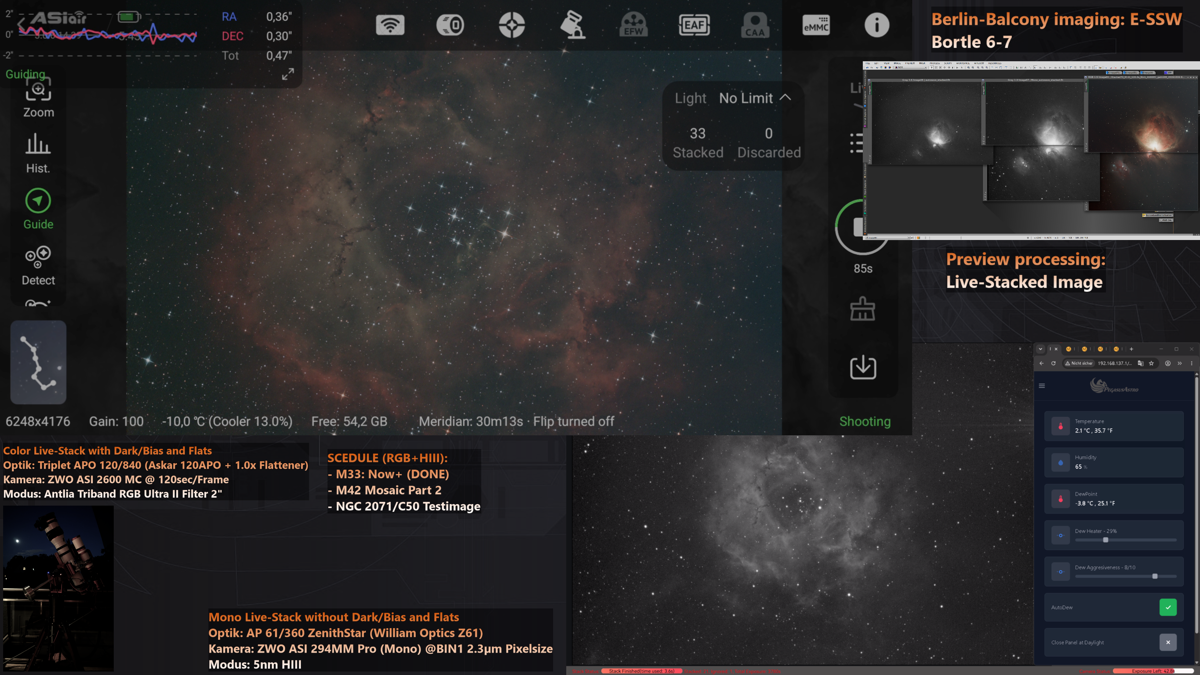 Livestream-Bild (OBS): Rosettennebel (NGC 2244) / Livestream image (OBS): Rosette Nebula (NGC 2244)